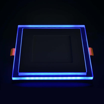  Recessed Square Chrome Mirror Blue Edge Lit LED Panel Light