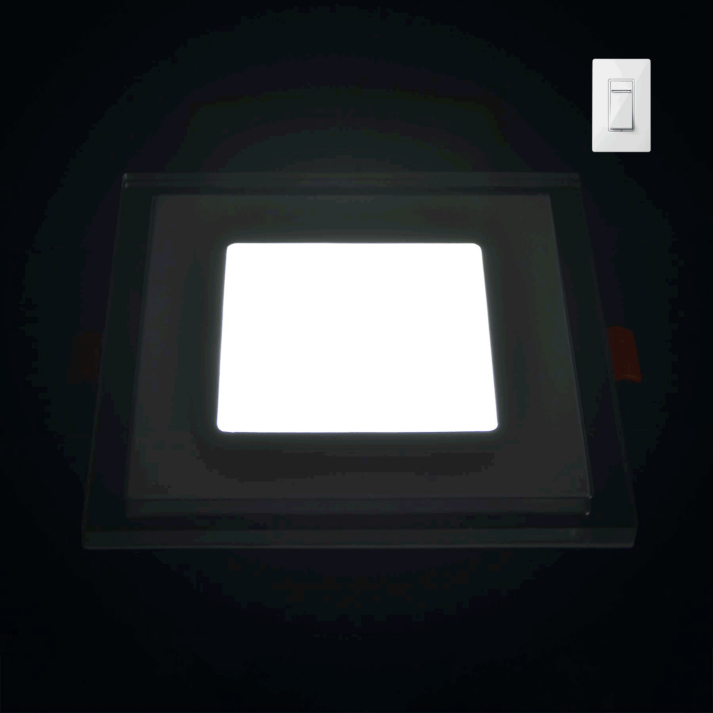  Recessed Square Chrome Mirror Blue Edge Lit LED Panel Light