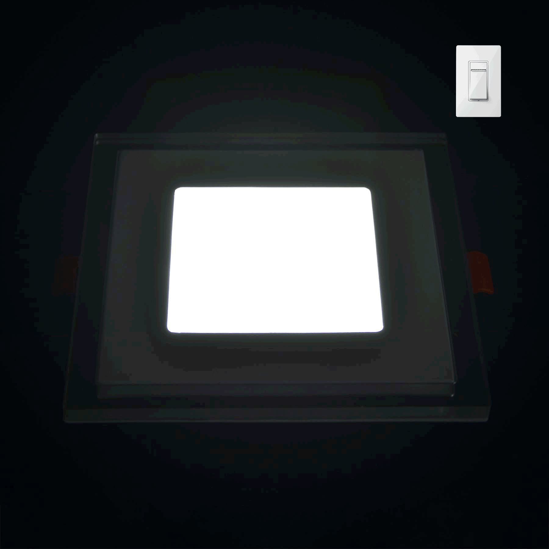  Recessed Square Chrome Mirror Blue Edge Lit LED Panel Light
