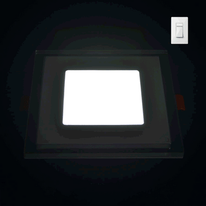  Recessed Square Chrome Mirror Blue Edge Lit LED Panel Light
