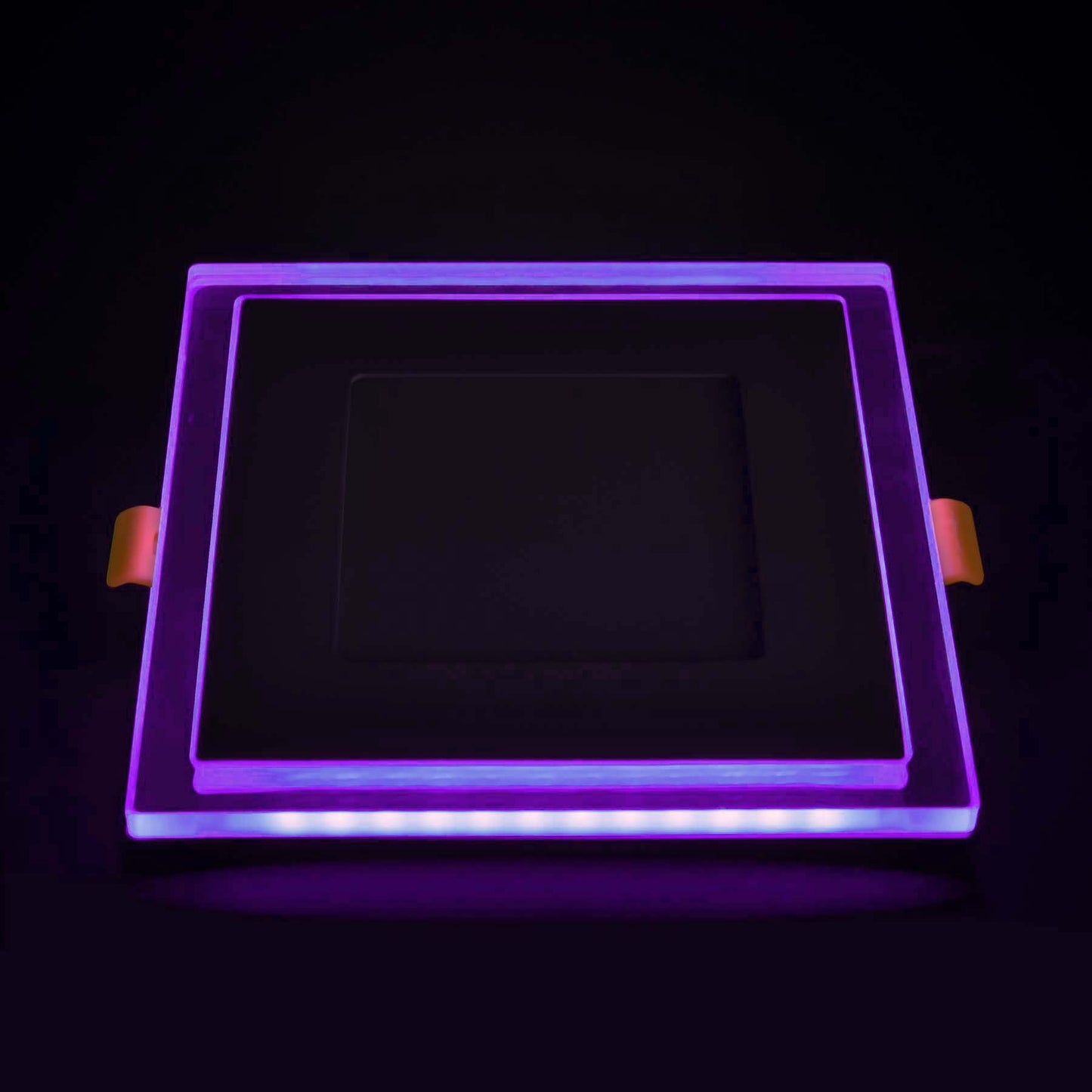  Recessed Square Chrome Mirror Purple Edge Lit LED Panel Light