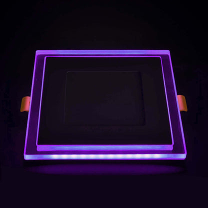  Recessed Square Chrome Mirror Purple Edge Lit LED Panel Light