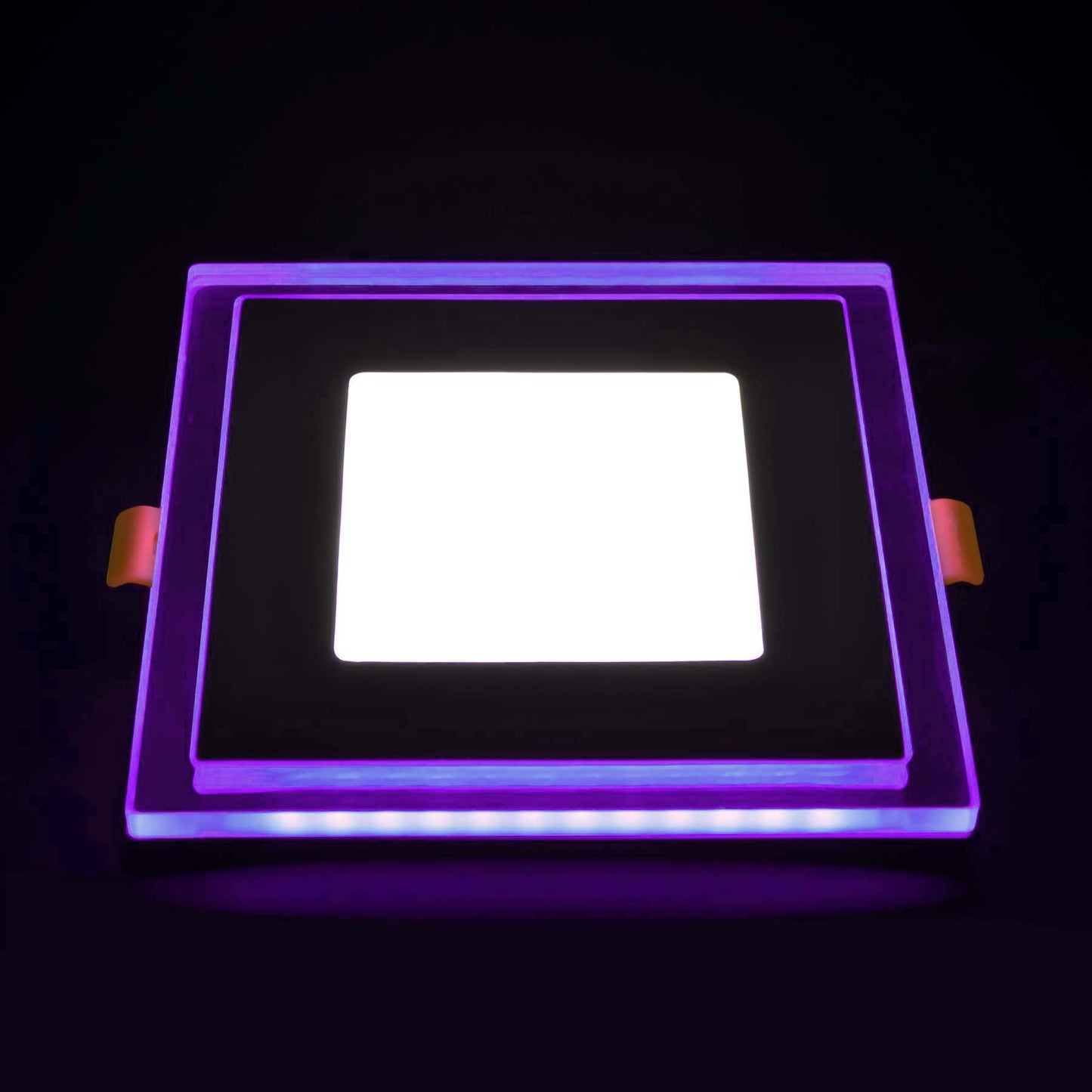  Recessed Square Chrome Mirror Purple Edge Lit LED Panel Light