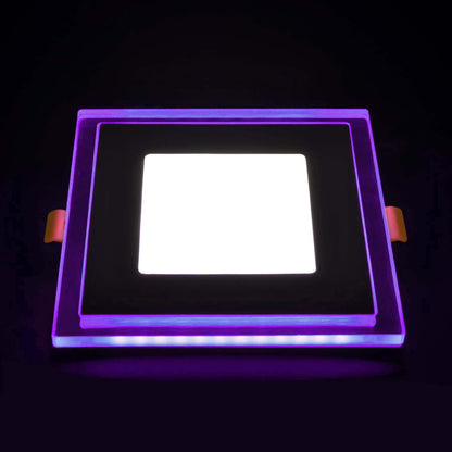  Recessed Square Chrome Mirror Purple Edge Lit LED Panel Light