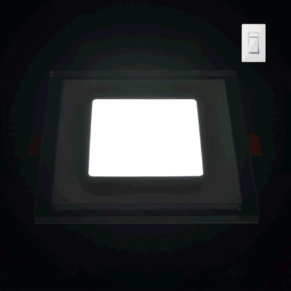  Recessed Square Chrome Mirror Purple Edge Lit LED Panel Light