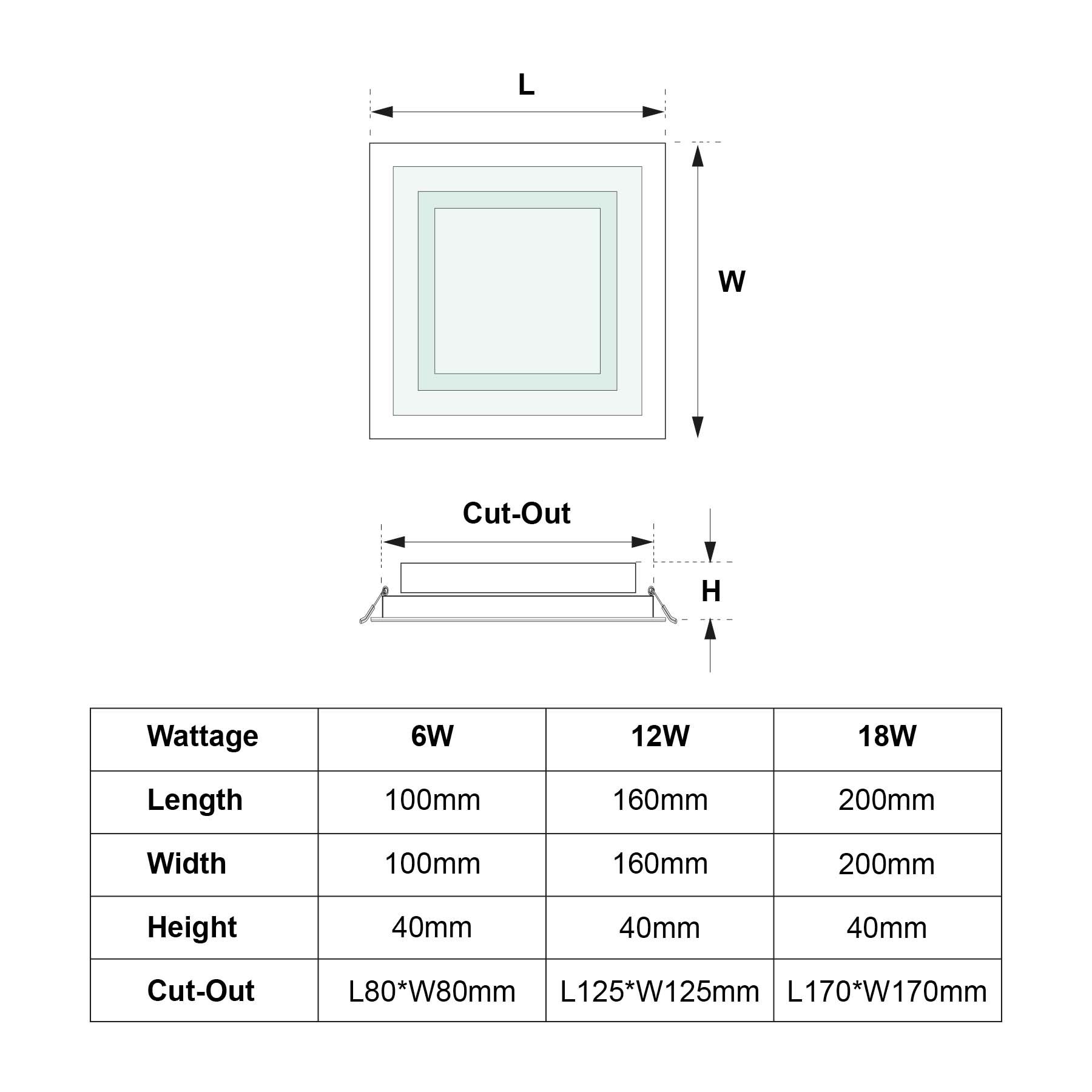  Recessed Square Crystal Glass Edge LED Panel Light