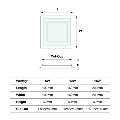  Recessed Square Crystal Glass Edge LED Panel Light