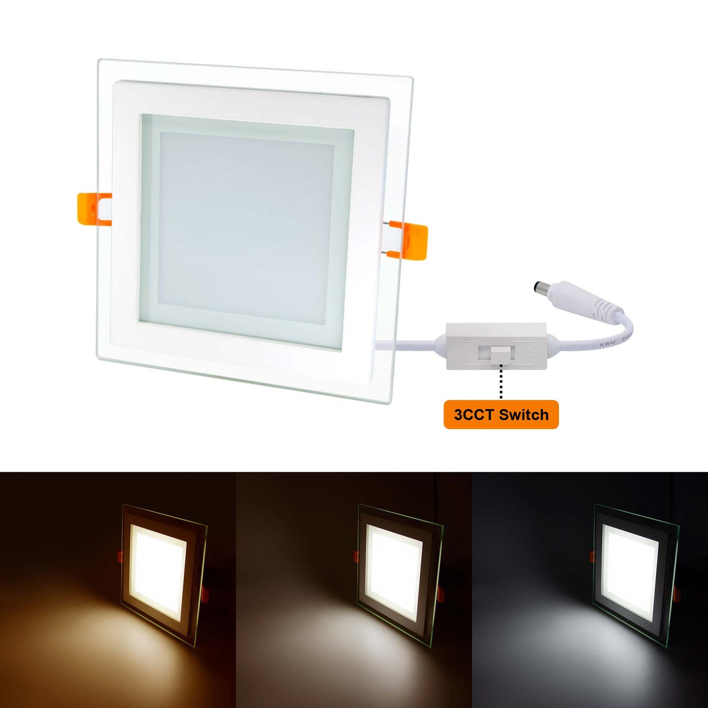  Recessed Square Crystal Glass Edge LED Panel Light