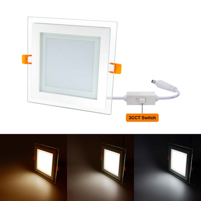  Recessed Square Crystal Glass Edge LED Panel Light