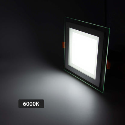  Recessed Square Crystal Glass Edge LED Panel Light Triple Cycles