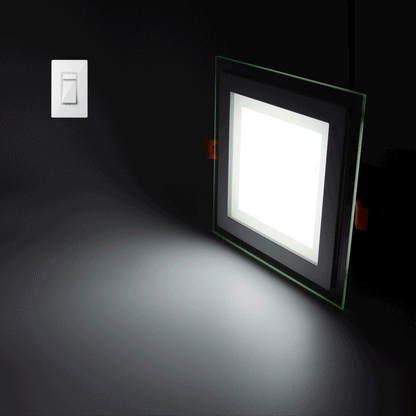  Recessed Square Crystal Glass Edge LED Panel Light Triple Cycles