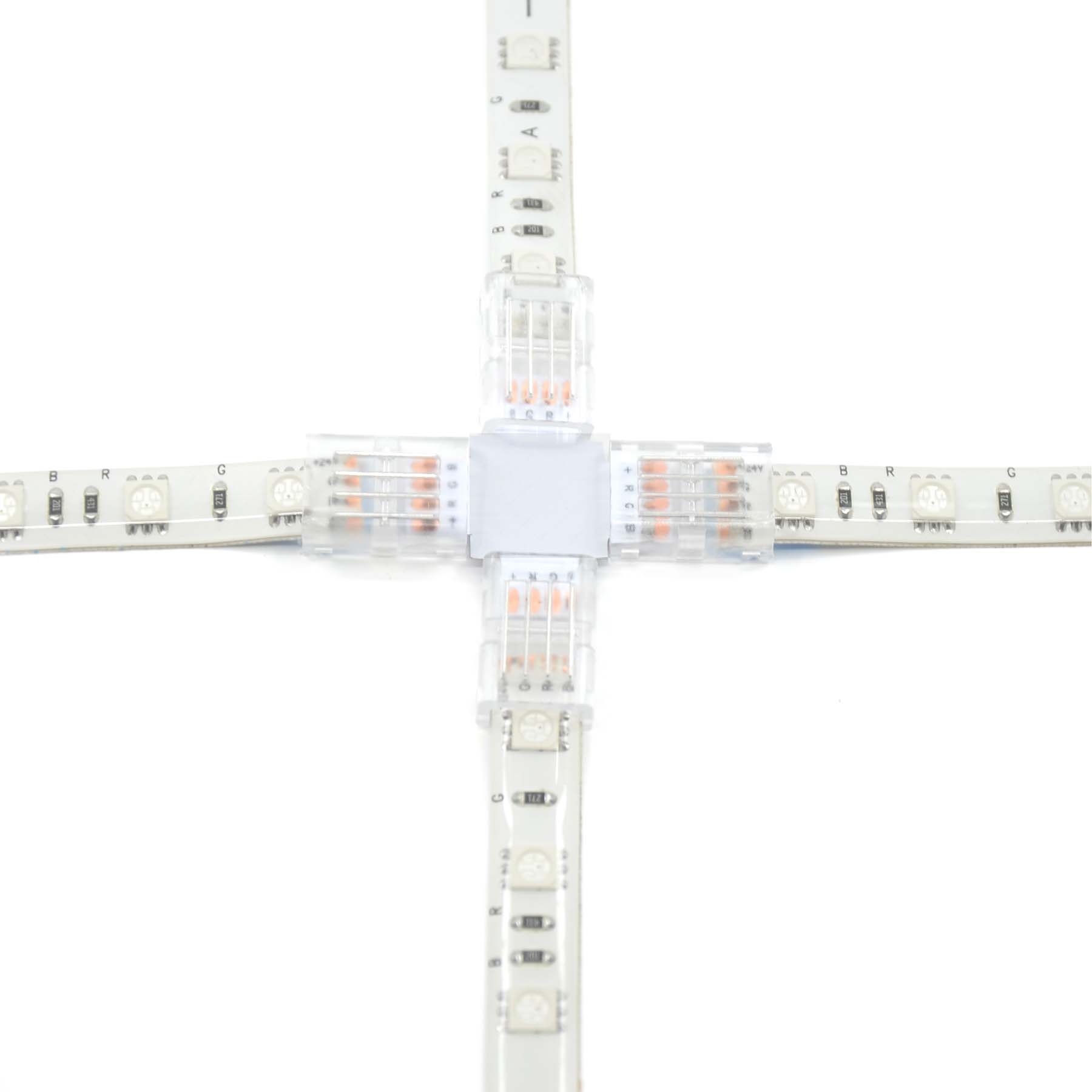  4 Pin Solderless X Shape Connector For RGB LED Strip Lights