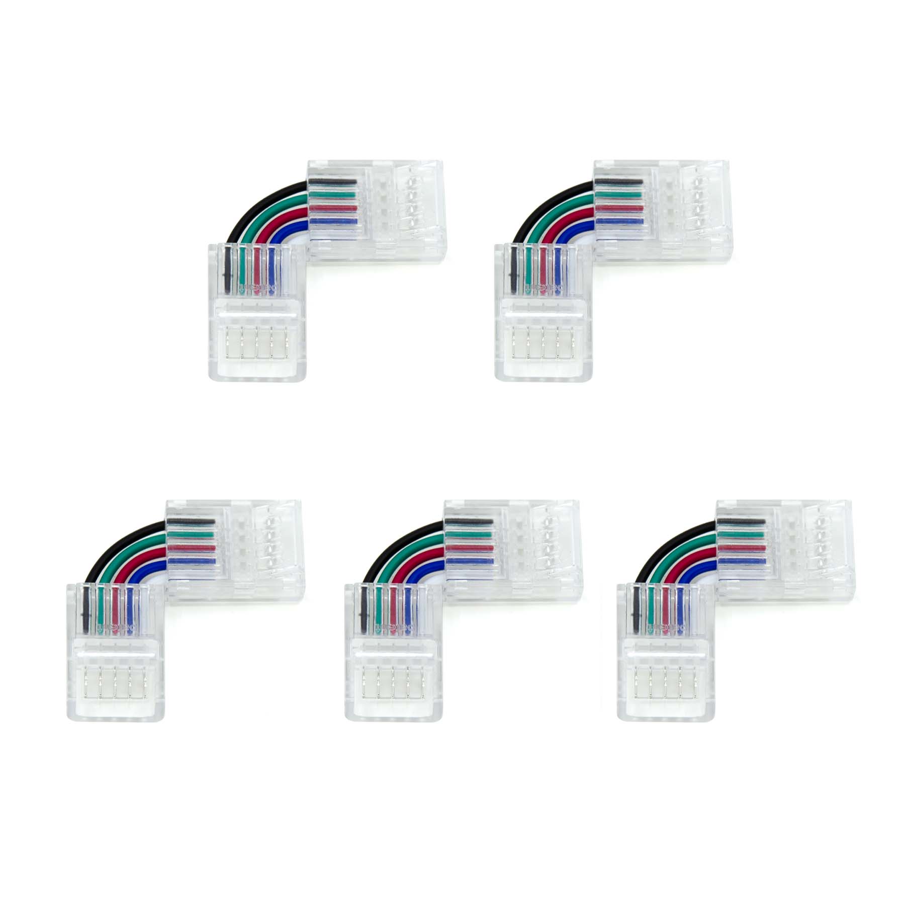  5 Pin Solderless L Shape Quick Fit Flex Connector For RGBW/RGBWW LED Strip Lights