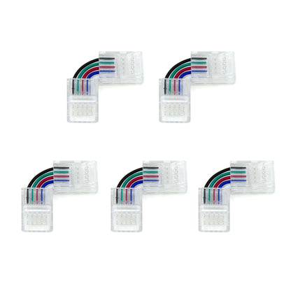  5 Pin Solderless L Shape Quick Fit Flex Connector For RGBW/RGBWW LED Strip Lights