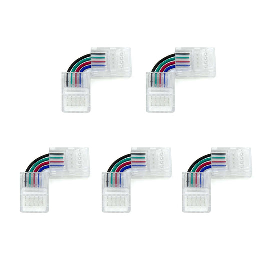  5 Pin Solderless L Shape Quick Fit Flex Connector For RGBW/RGBWW LED Strip Lights