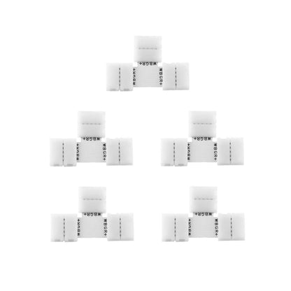  5 Pin Solderless T Shape Connector For LED RGBW/RGBWW Strip Lights