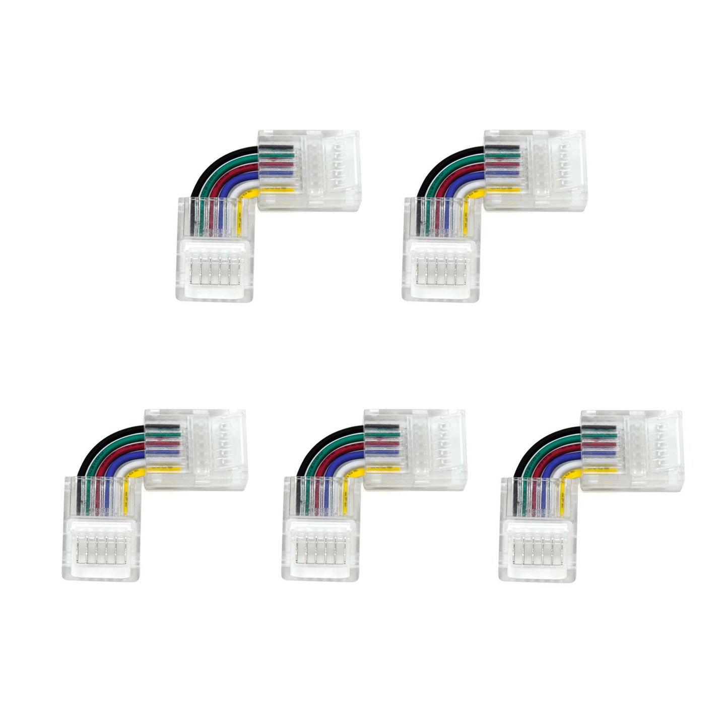  6 Pin Solderless L Shape Quick Fit Flex Connector For RGB+CCT LED Strip Lights
