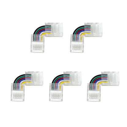  6 Pin Solderless L Shape Quick Fit Flex Connector For RGB+CCT LED Strip Lights