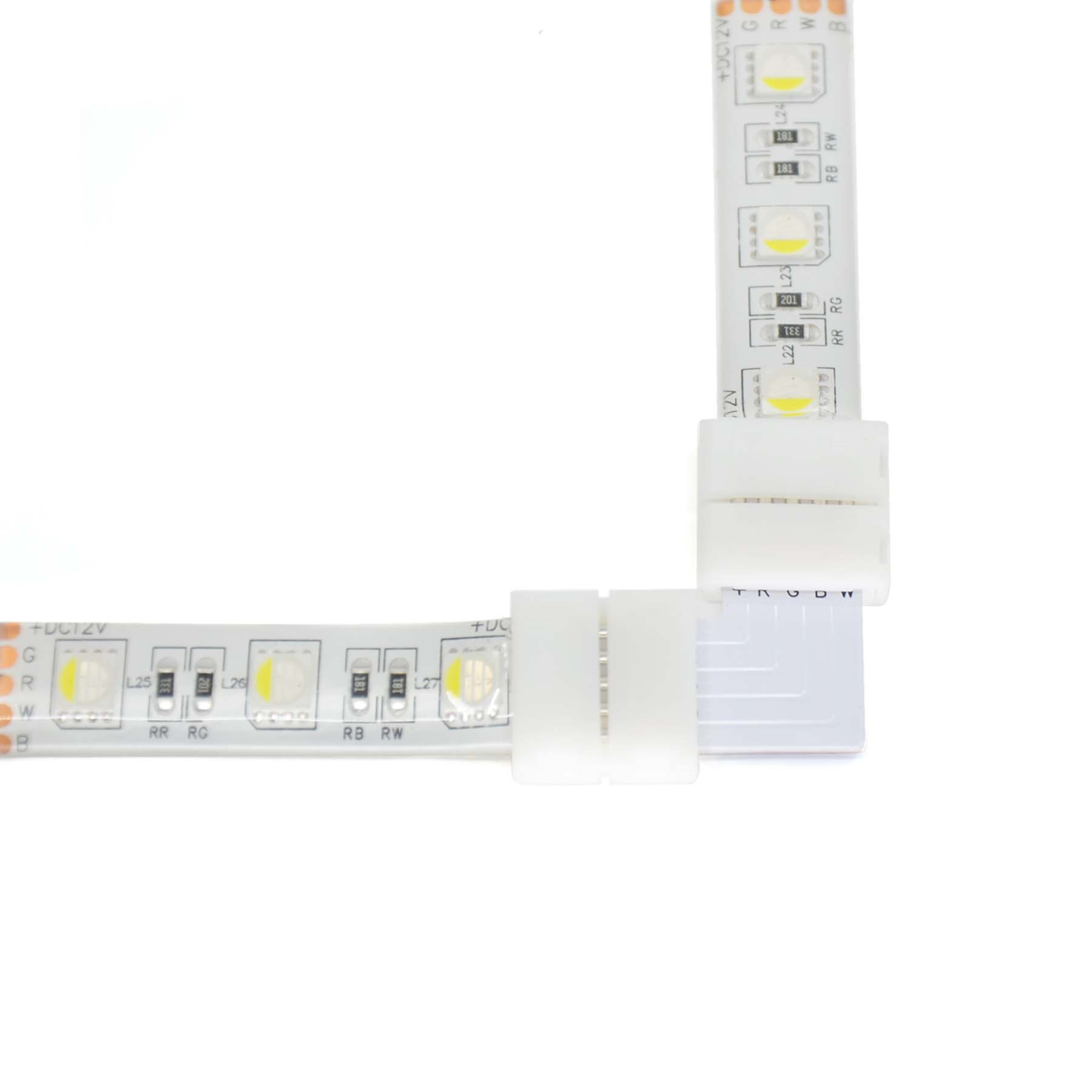  5 Pin Solderless L Shape Connector For LED RGBW/RGBWW Strip Lights