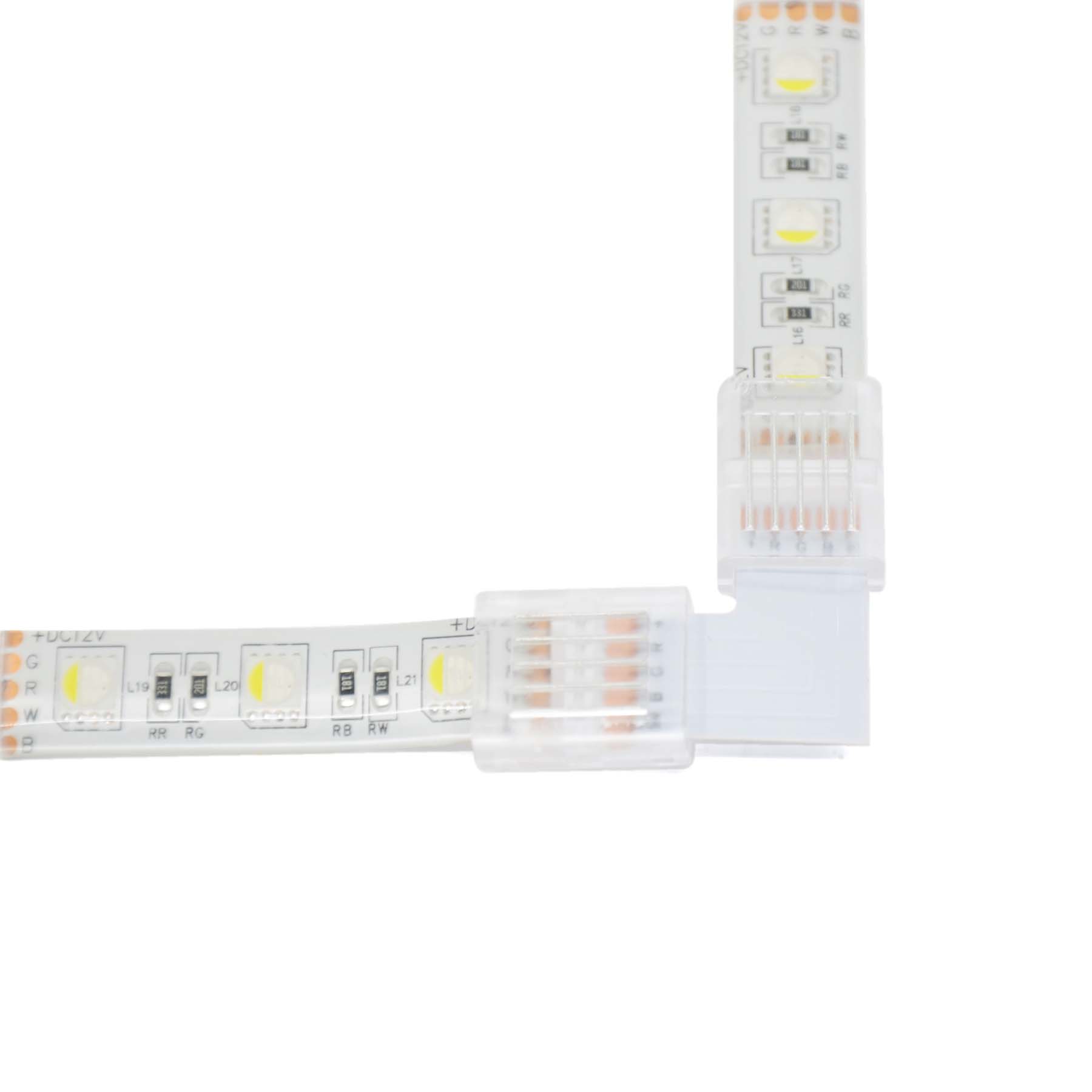  5 Pin Solderless L Shape Connector For RGBW/RGBWW LED Strip Lights