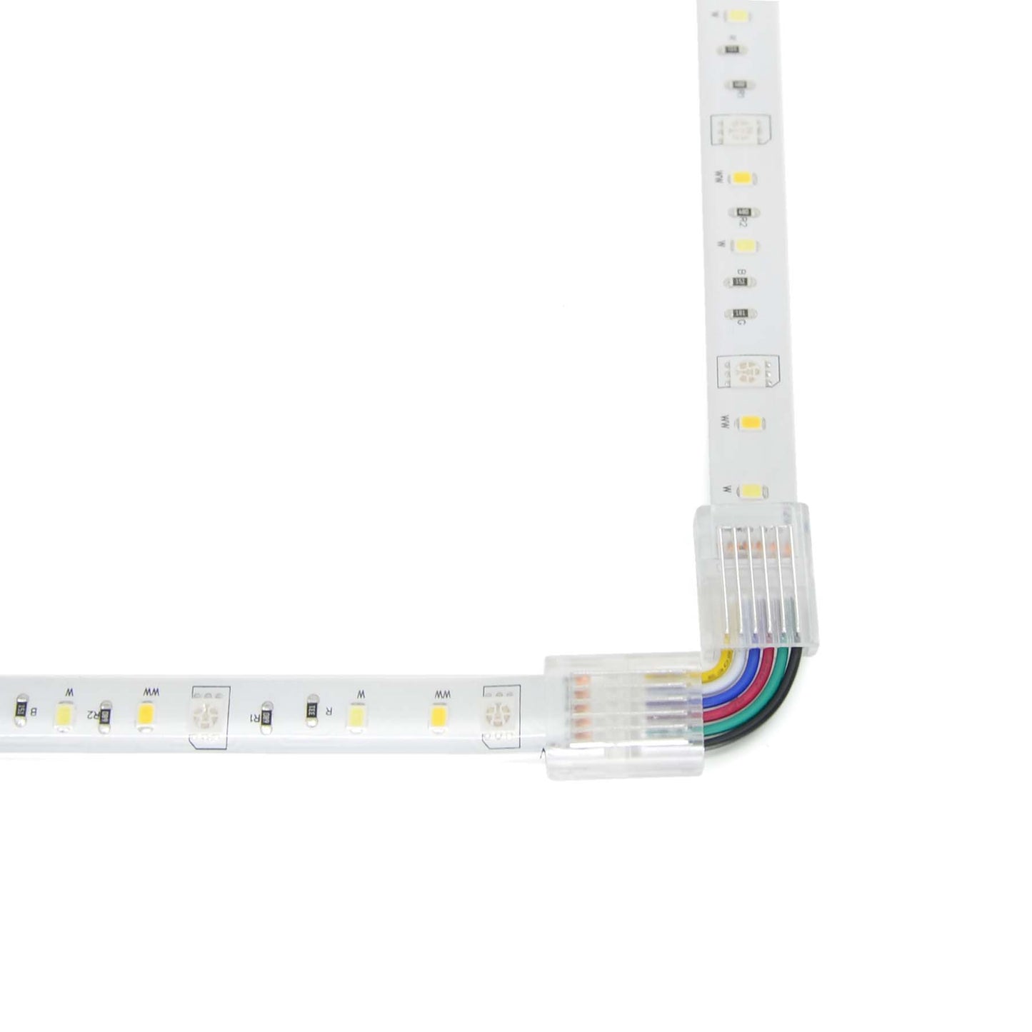  6 Pin Solderless L Shape Quick Fit Flex Connector For RGB+CCT LED Strip Lights