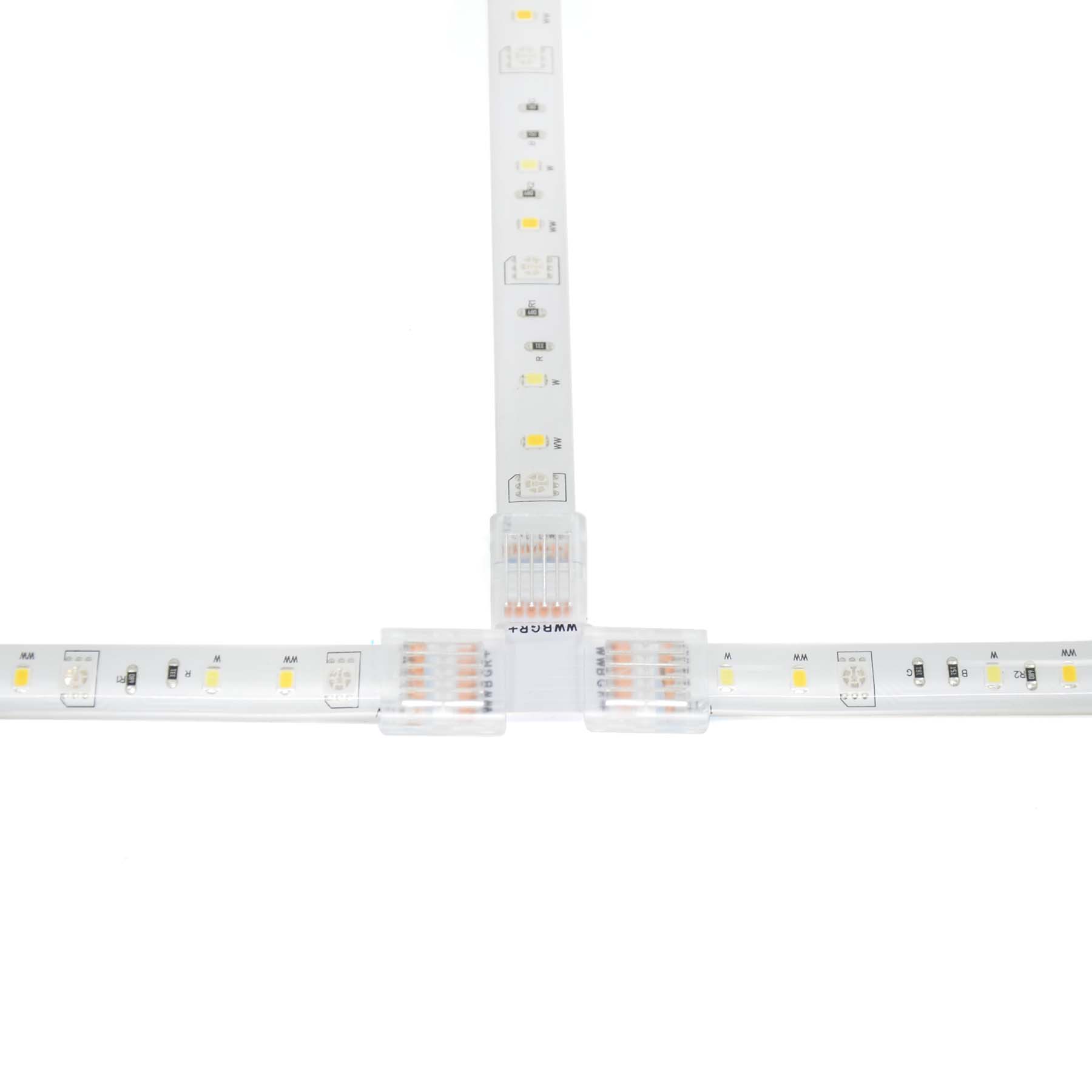  6 Pin Solderless T Shape Connector For RGB+CCT LED Strip Lights