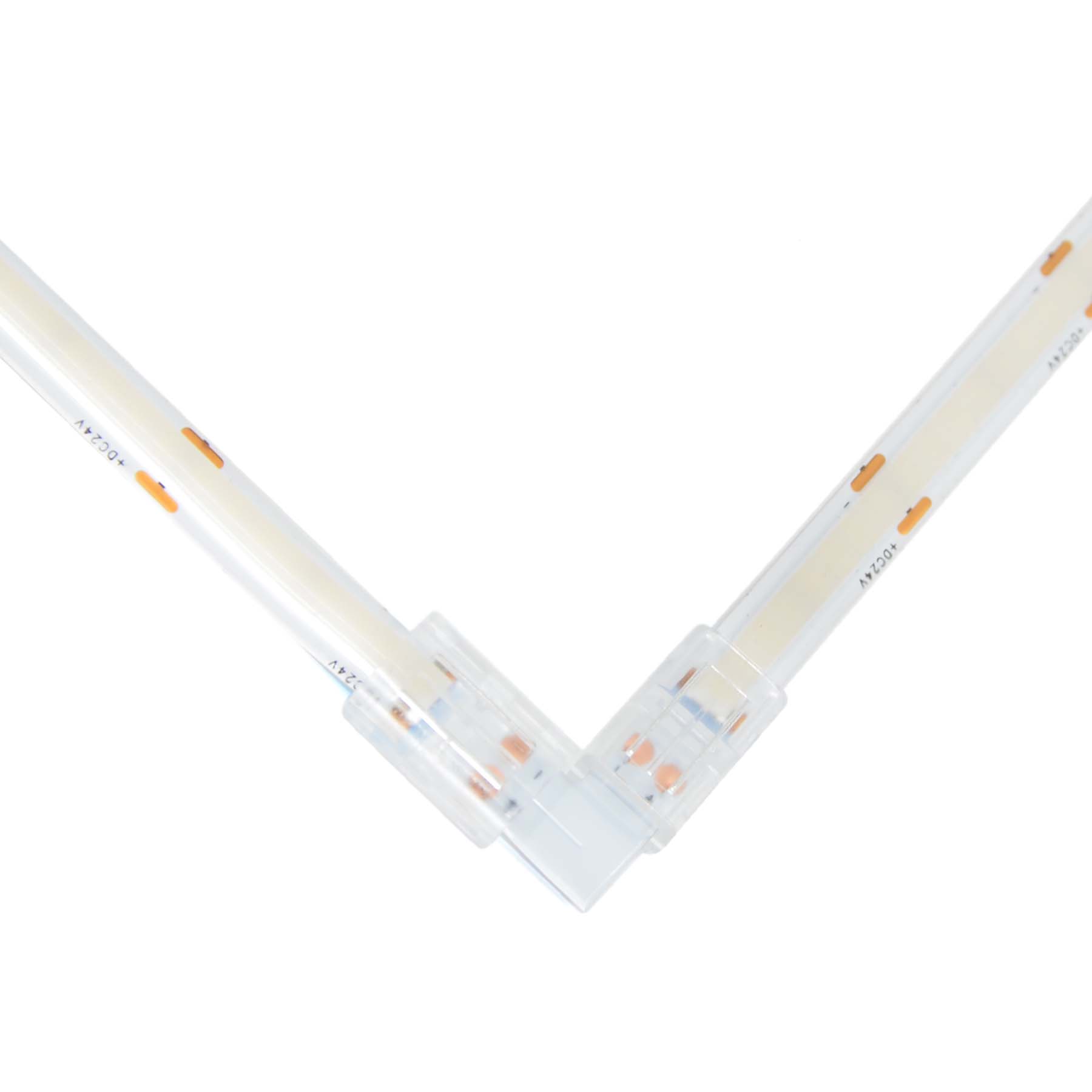  2 Pin Solderless L Shape Connector For Single Colour LED COB Strip Lights