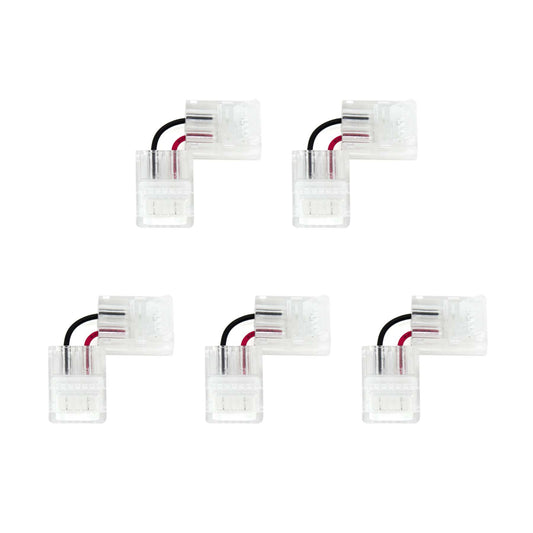  2 Pin Solderless L Shape Quick Fit Flex Connector For Single Colour LED Strip Lights
