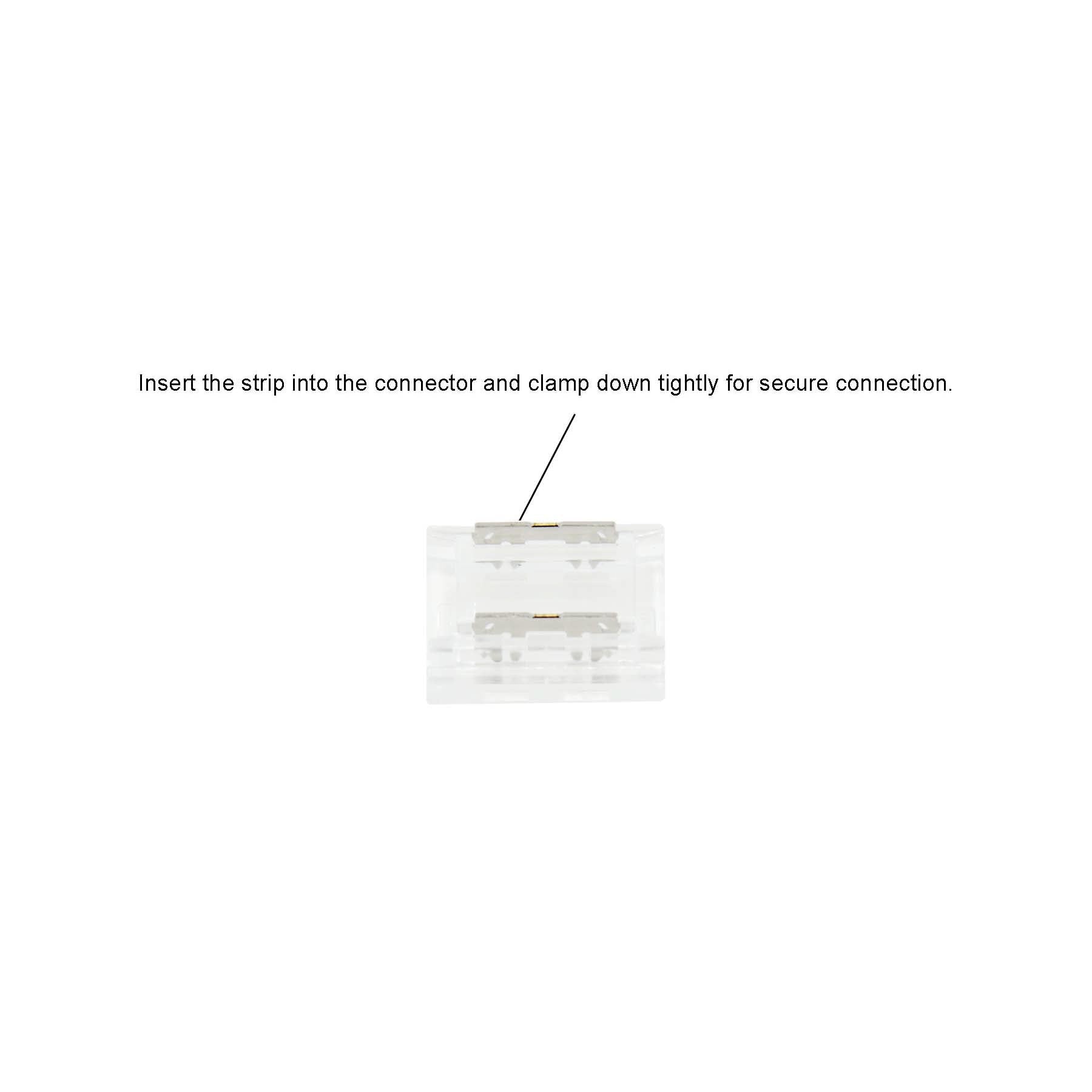  2 Pin Solderless Strip To Wire Straight Connector For Single Colour LED COB Strip Lights
