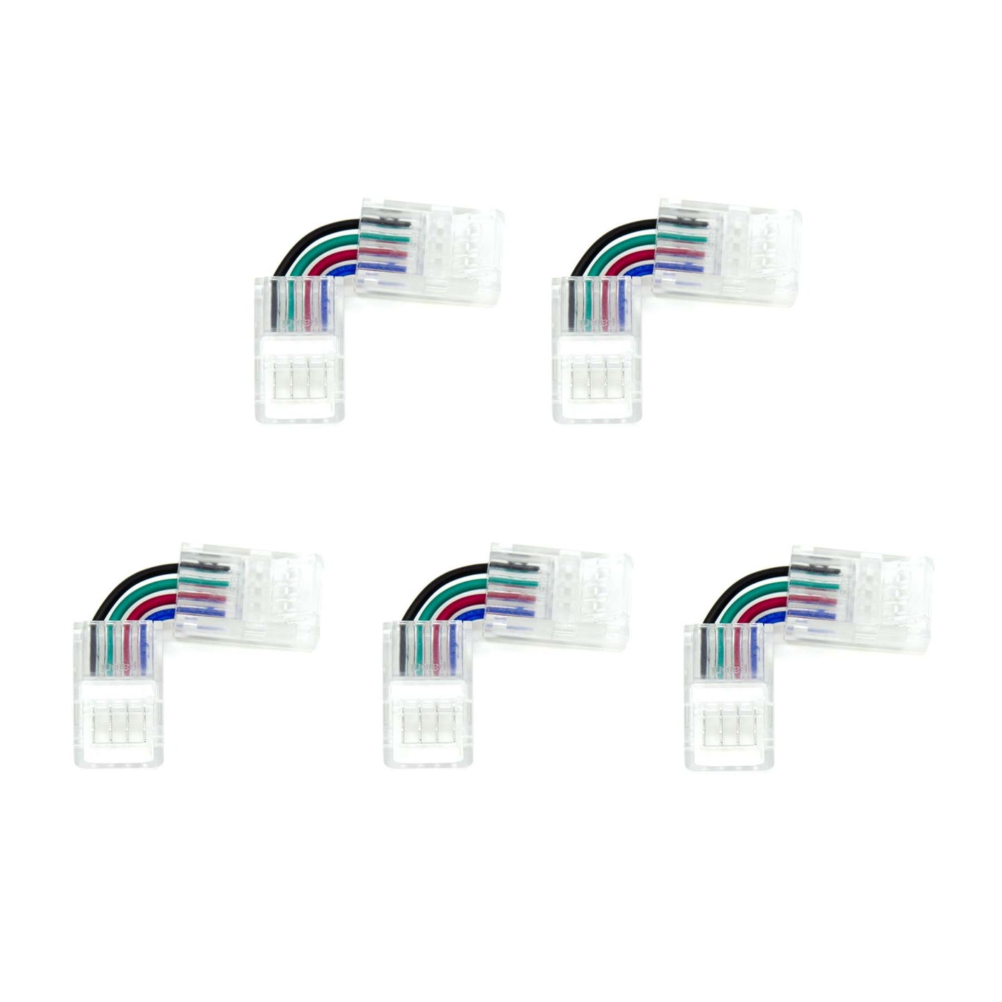  4 Pin Solderless L Shape Quick Fit Flex Connector For RGB LED Strip Lights