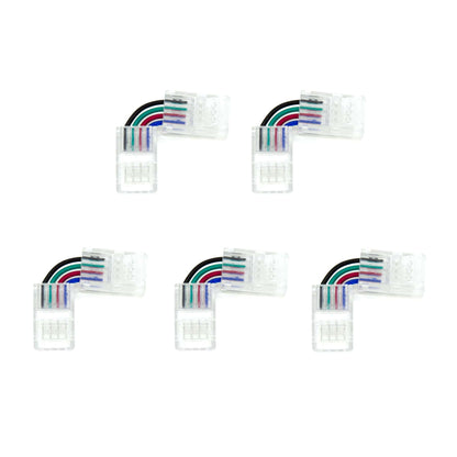  4 Pin Solderless L Shape Quick Fit Flex Connector For RGB LED Strip Lights