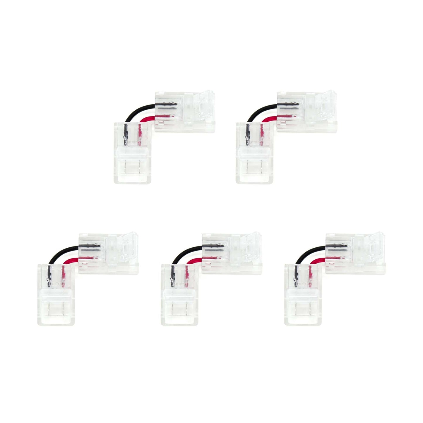  2 Pin Solderless L Shape Quick Fit Flex Connector For Single Colour LED COB Strip Lights
