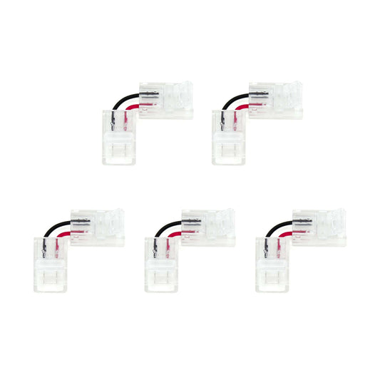  2 Pin Solderless L Shape Quick Fit Flex Connector For Single Colour LED COB Strip Lights